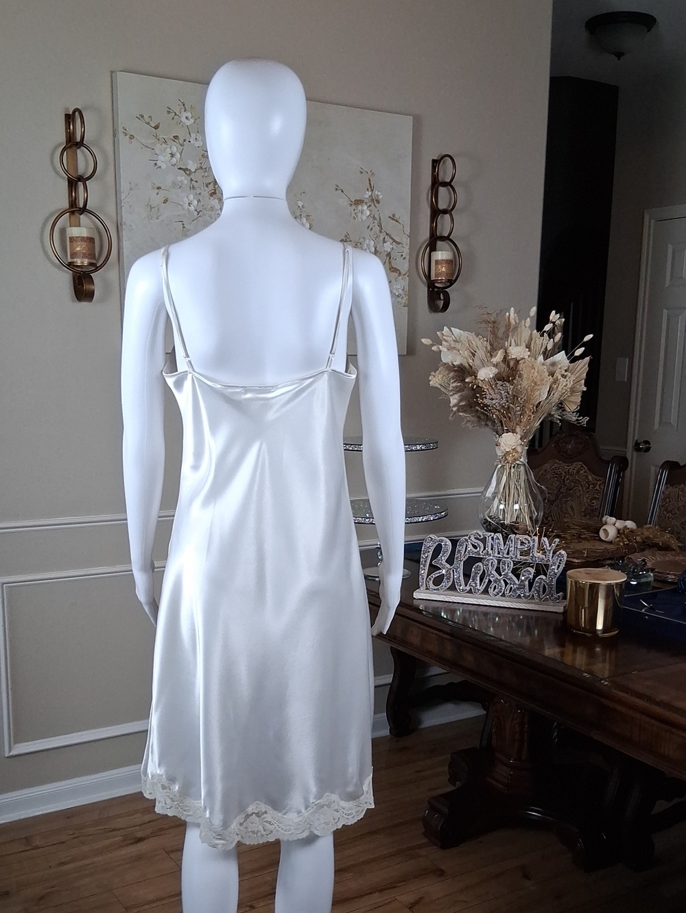 Victoria's Secret White Floral Lace Trim Slip Mini Dress Women's Lingerie Large - Picture 7 of 16